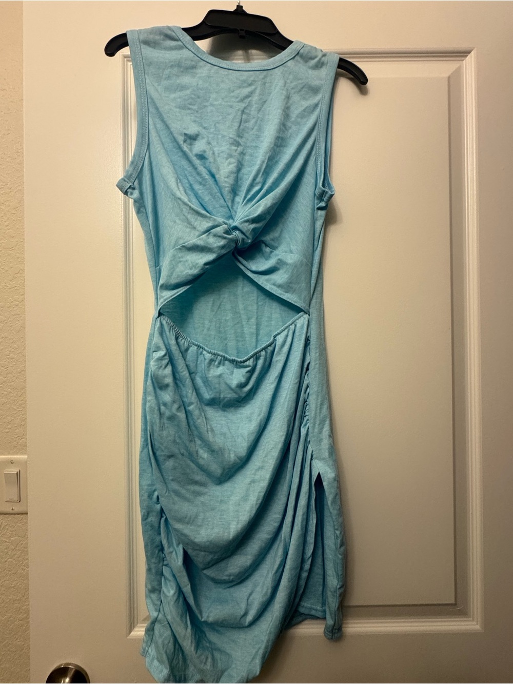 Light Blue Sleeveless Twist-Front Dress